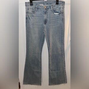 TAROO distressed Women's blue denim Flare Jeans NWOT